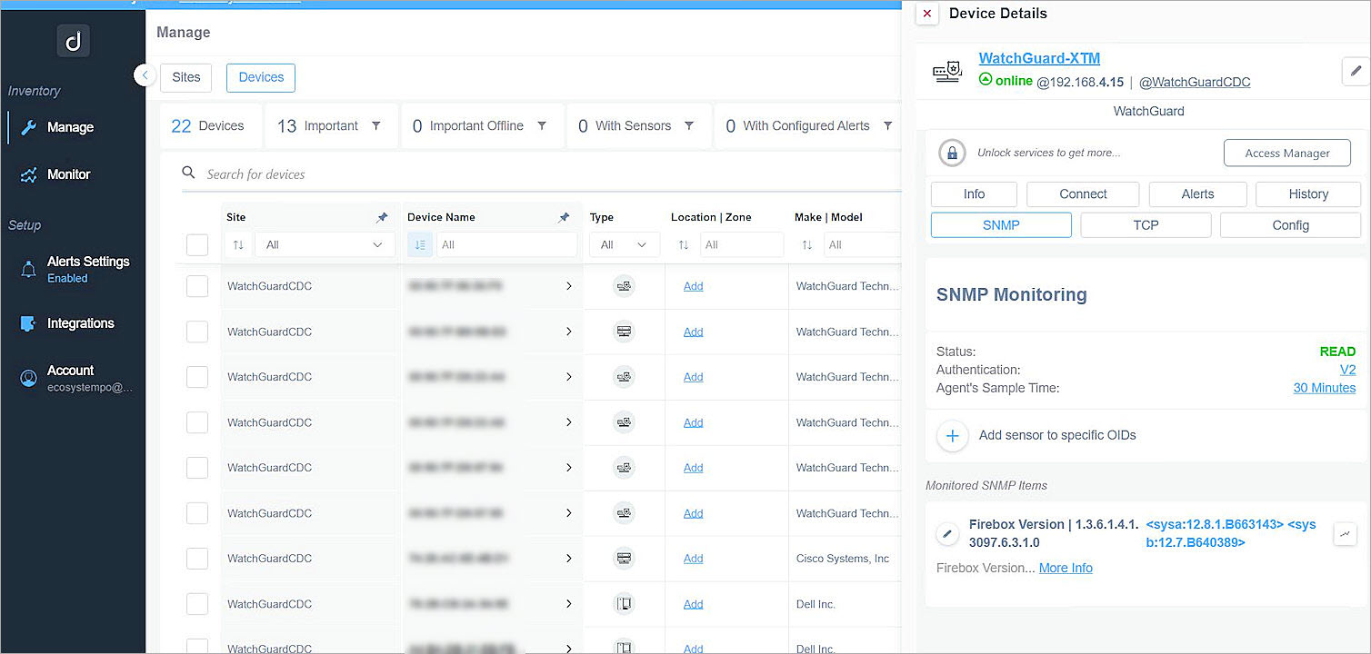 Screen shot of the Firebox version OID value
